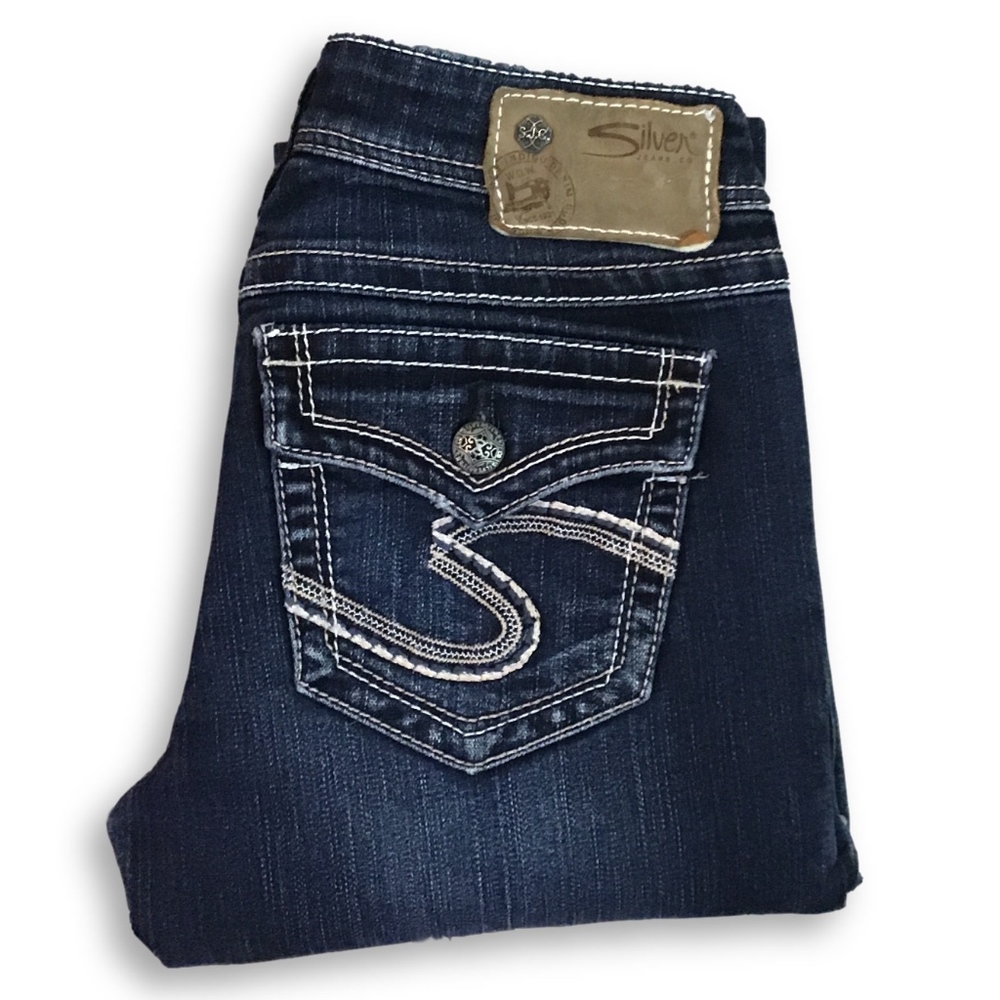 Silver 'Tuesday Flap' Medium Wash Jeans Size 24